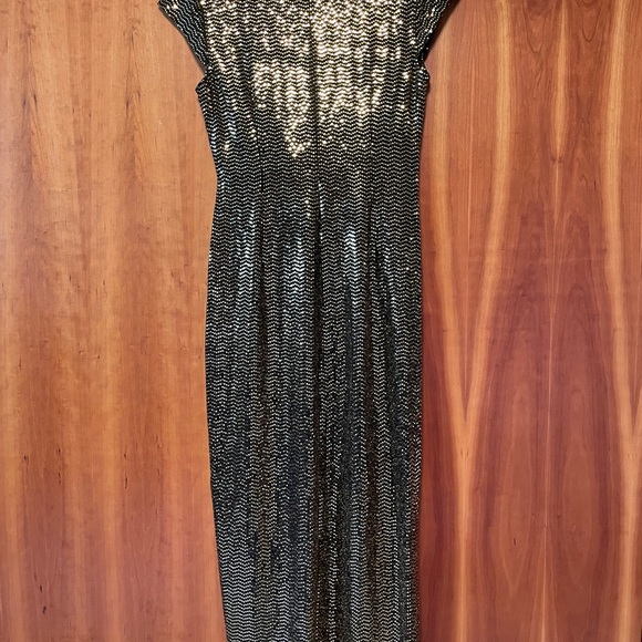 Shimmery Gold & Black Party Dress - Picture 3 of 4